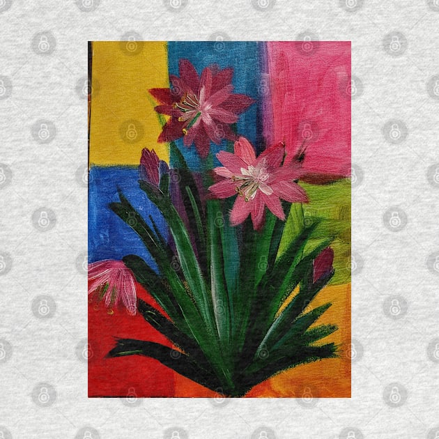 Colorblock background and wild lilly growing by kkartwork